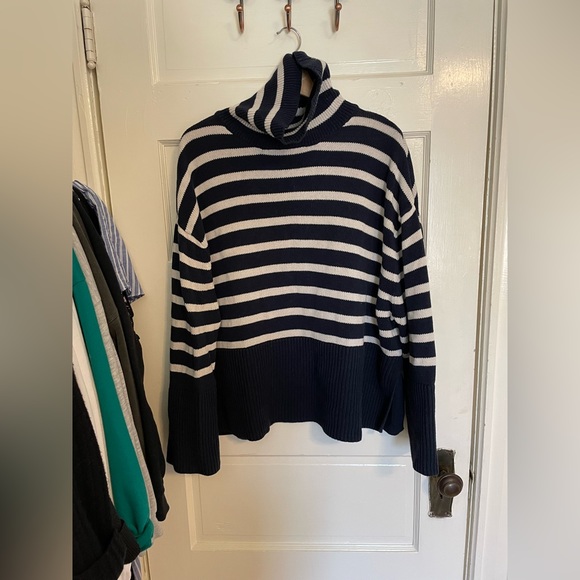 Gap Navy Striped Turtleneck Sweater - Picture 2 of 9
